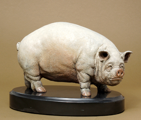 Unknown Handcrafted Solid Bronze Sculpture:"The Porker" Unknown Handcrafted Solid Bronze Sculpture:"The Porker"