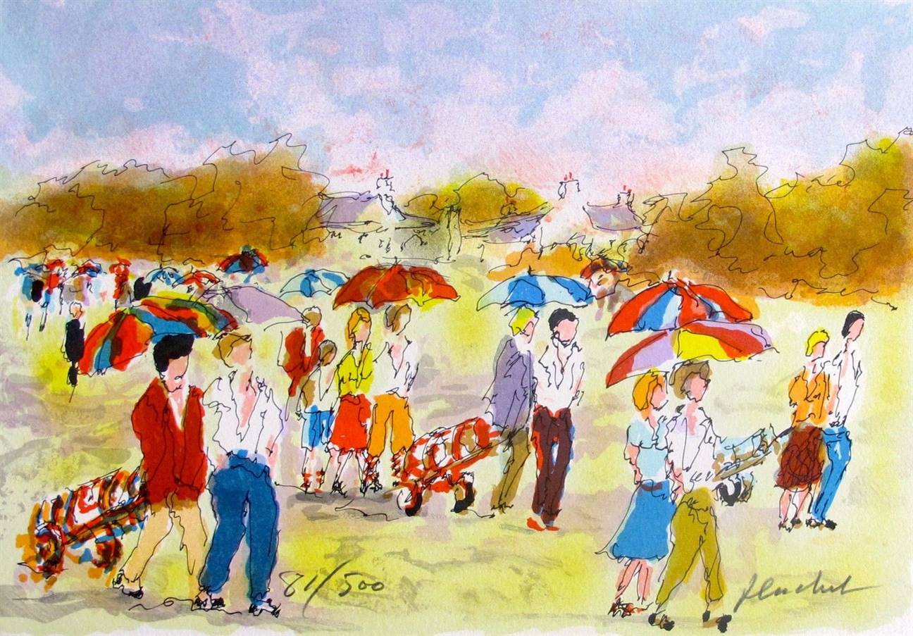 Urbain Huchet Hand Signed Limited Edition Lithograph:"Golf Les Parpluies"
