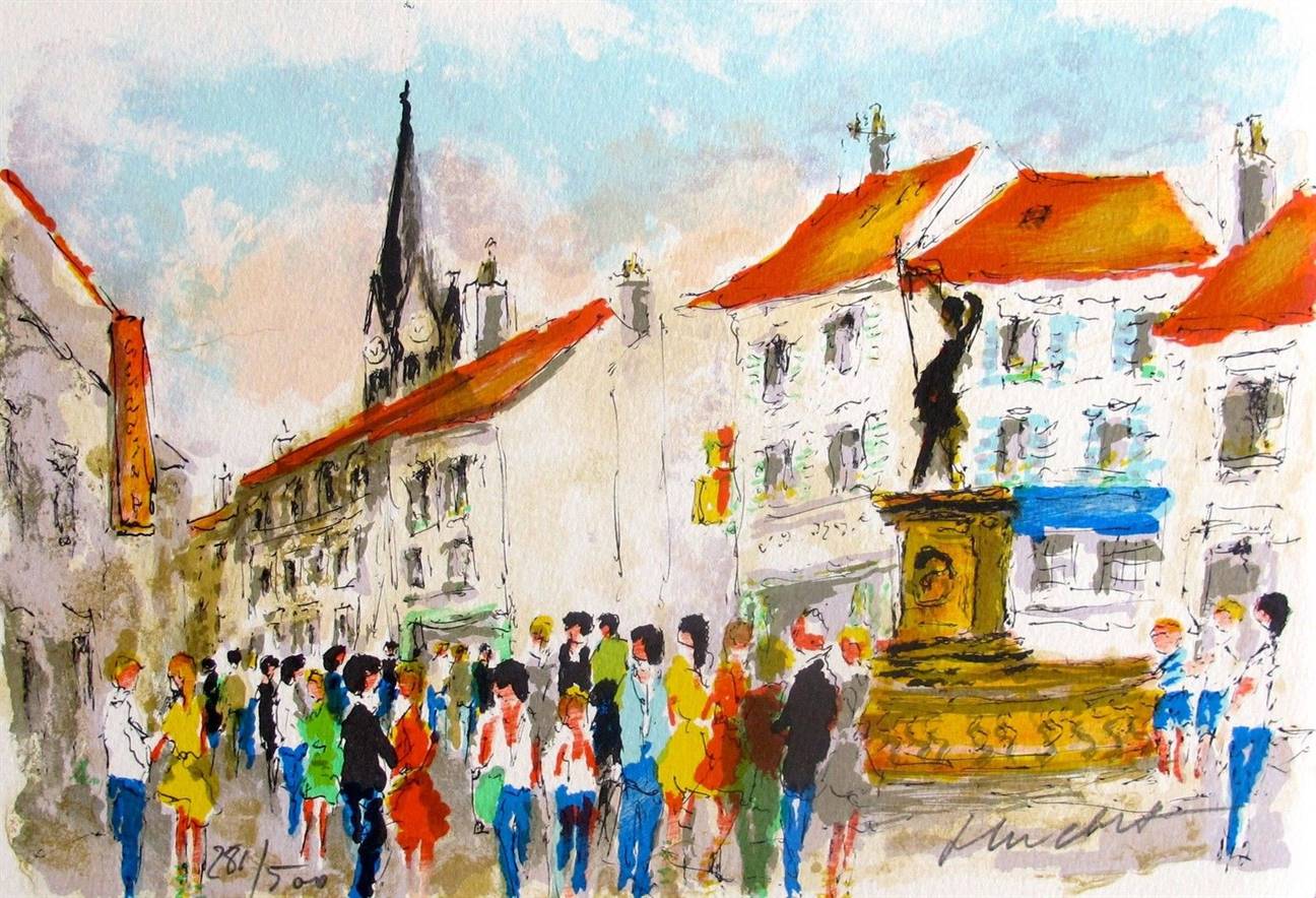 Urbain Huchet Hand Signed Limited Edition Lithograph:"Saint Leu La Foret"