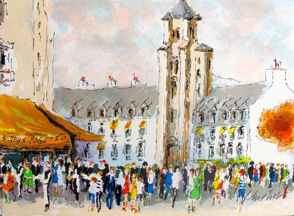 Urbain Huchet Hand Signed Limited Edition Lithograph:"St Germain De Pres"