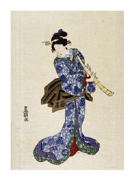 Utagawa Toyokuni Fine Art Open Edition Gicl&eacute;e:"Shakuhachi"