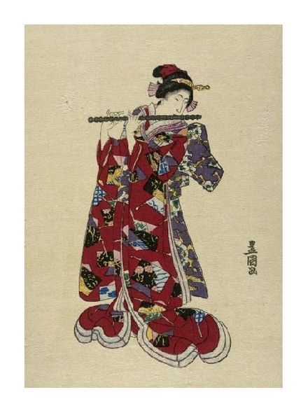 Utagawa Toyokuni Fine Art Open Edition Gicl&eacute;e:"Yokobue - Seven Hole Chinese Flute"
