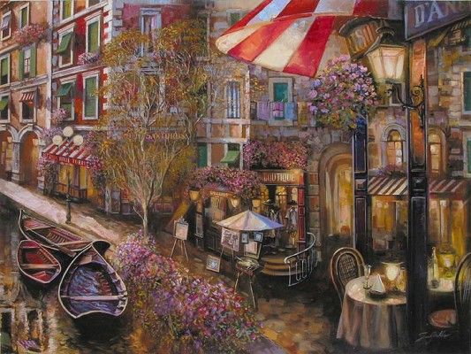 Vadik Suljakov Limited Edition Embellished Giclee on Hand-Textured Canvas:"Galleria d'Arte"