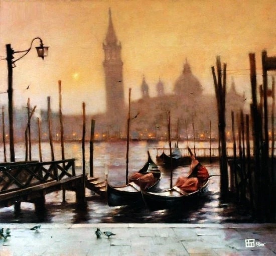 Vakhtang Artist Signed Limited Edition of 295 Hand Embellished Canvas Giclee: "SAN MARCOS TWILIGHT"