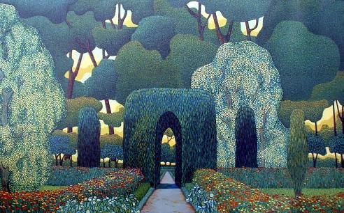 Valeri Metlyaev Hand Signed and Numbered Limited Edition Giclee on Canvas: " Garden of Dreams - A "
