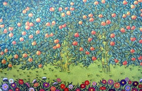 Valeri Metlyaev Hand Signed and Numbered Limited Edition Giclee on Canvas: " Orange Grove - C "