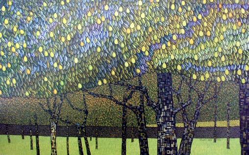 Valeri Metlyaev Hand Signed and Numbered Limited Edition Giclee on Canvas: " Orchard - B "