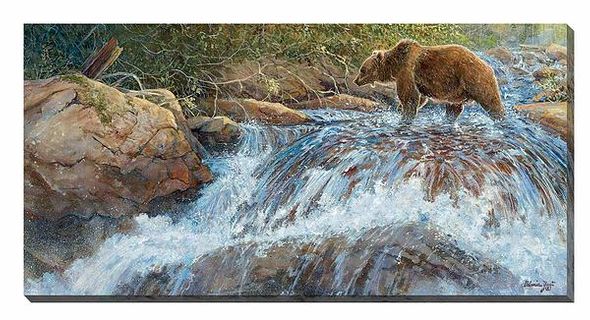 Valeria Yost Open Edition Gallery Wrapped Canvas:"Wilderness Walk-Grizzly"