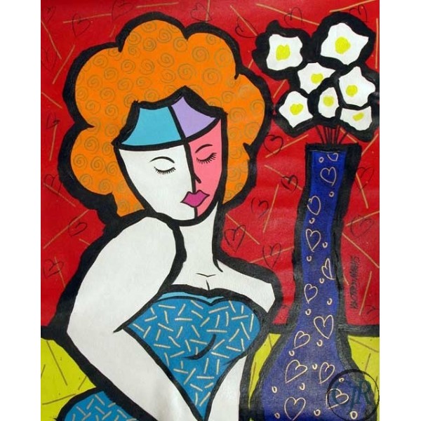 Valter Morais Acrylic on Canvas:"Blue Vase"