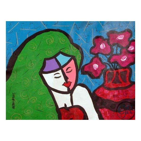 Valter Morais Acrylic on Canvas:"Red Vase"