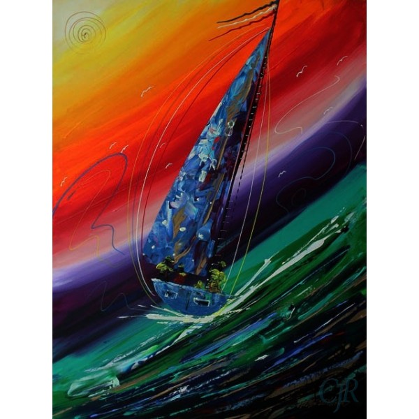 Valter Morais Acrylic on Canvas:"Sailing"