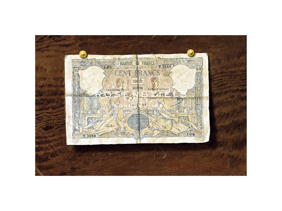 Victor Dubreuil Hand Numbered Limited Edition Print on Paper :"100 Franc Note"