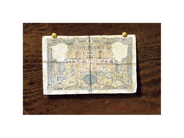 Victor Dubreuil Hand Numbered Limited Edition Print on Paper :"100 Franc Note"