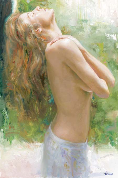 Vidan Hand Signed and Numbered Limited Edition Lithograph on Paper:"Sunbathing"