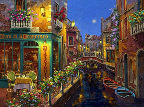 Viktor Shvaiko Artist Signed Limited Edition Hand Embellished Canvas Giclee:"Buca Di Francesco"