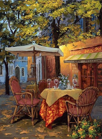 Viktor Shvaiko Artist Signed Limited Edition Hand Embellished Canvas Giclee:" Piazza di Viterbo"