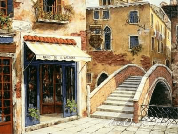 Viktor Shvaiko Artist Signed Limited Edition Serigraph on paper:"Across The Bridge - Paper"