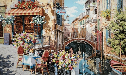 Viktor Shvaiko Hand-Signed Limited Edition Canvas Giclee: "Ristorante II " Viktor Shvaiko Hand-Signed Limited Edition Canvas Giclee: "Ristorante II "