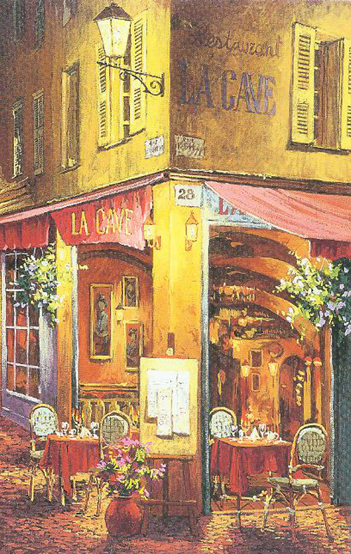 Viktor Shvaiko Limited Edition Hand Embellished Giclee on Canvas: "Dinner at La Cave"