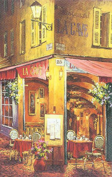 Viktor Shvaiko Limited Edition Hand Embellished Giclee on Canvas: "Dinner at La Cave"