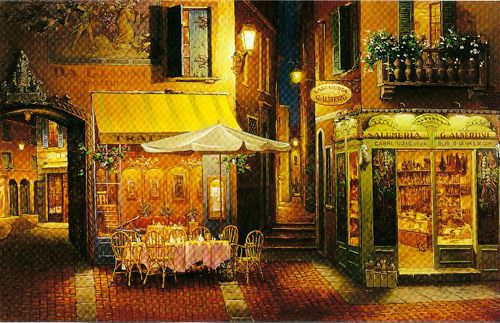Viktor Shvaiko Limited Edition Hand Embellished Giclee on Canvas: "Evening in Verona"