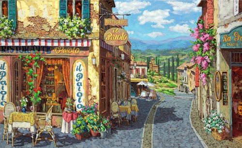 Viktor Shvaiko Limited Edition Hand Embellished Giclee on Canvas : "Summer in Tuscany"