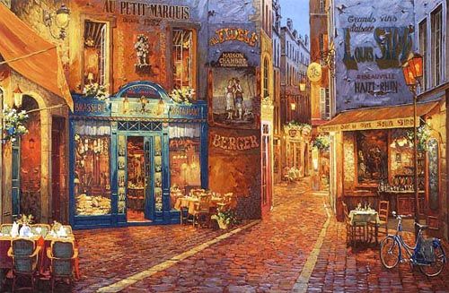 Viktor Shvaiko Limited Edition Hand Embellished Serigraph on Canvas: "Au Petit Marquis"