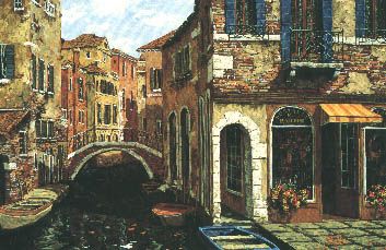 Viktor Shvaiko Limited Edition Hand Embellished Serigraph on Canvas: "Autumn in Venice"