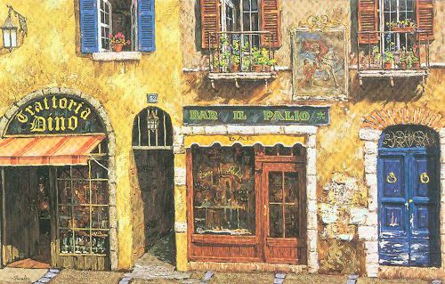 Viktor Shvaiko Limited Edition Hand Embellished Serigraph on Canvas: "Buon Giorno"