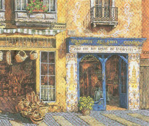 Viktor Shvaiko Limited Edition Hand Embellished Serigraph on Canvas: "Calle Del Sol"