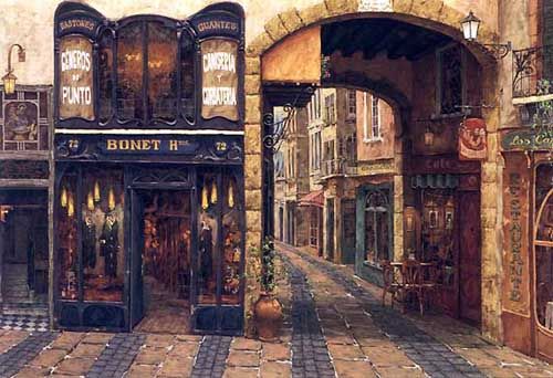Viktor Shvaiko Limited Edition Hand Embellished Serigraph on Canvas: "Carrer de Catalonia"
