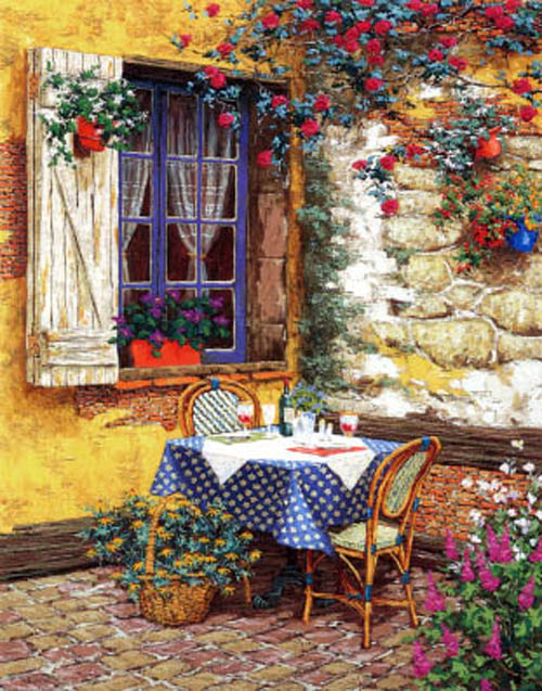 Viktor Shvaiko Limited Edition Hand Embellished Serigraph on Canvas: "Garden Lace"
