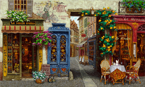 Viktor Shvaiko Limited Edition Hand Embellished Serigraph on Canvas: "Rue Lafayette"