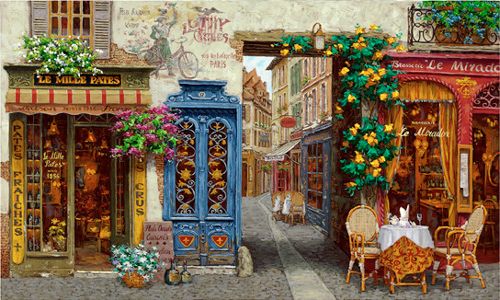 Viktor Shvaiko Limited Edition Hand Embellished Serigraph on Canvas: "Rue Lafayette"