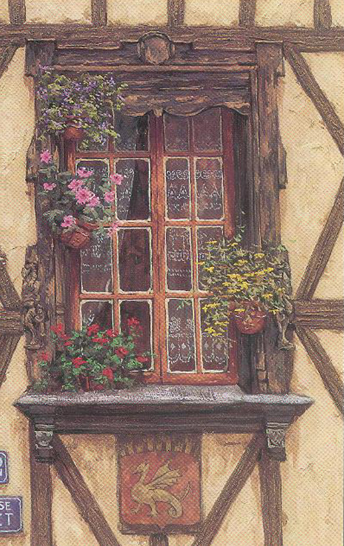Viktor Shvaiko Limited Edition Hand Embellished Serigraph on Canvas: "Windows of France"