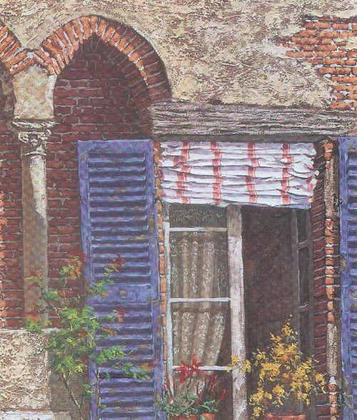 Viktor Shvaiko Limited Edition Hand Embellished Serigraph on Canvas: "Windows of Italy"