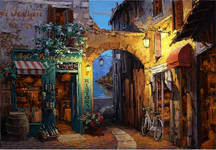 Viktor Shvaiko Signed Limited Edition Canvas: "Archway Lake Como "