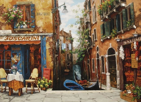 Viktor Shvaiko Signed Limited Edition Canvas Giclee: "Venice in Bloom" Viktor Shvaiko Signed Limited Edition Canvas Giclee: "Venice in Bloom"