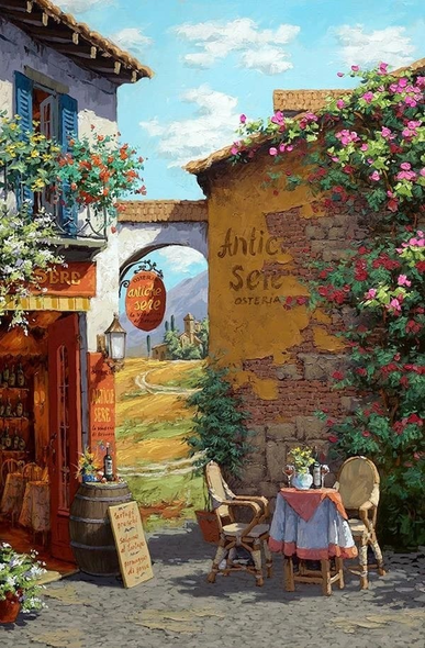 Viktor Shvaiko Signed Limited Edition Embellished Canvas Giclee: "Il Giardino"