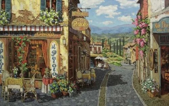 Viktor Shvaiko Signed Limited Edition Embellished Canvas Giclee: "Summer in Tuscany"