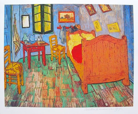 Vincent Van Gogh Estate Signed Limited Edition Small Giclee:"Vincent Van Gogh The Bedroom"