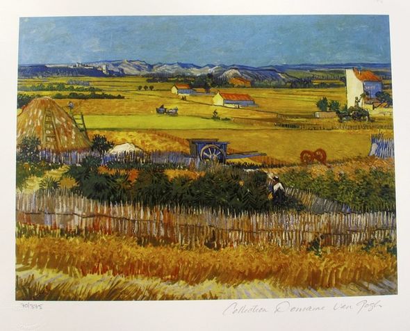 Vincent Van Gogh Estate Signed Small Giclee:"Harvest Landscape In Arles"