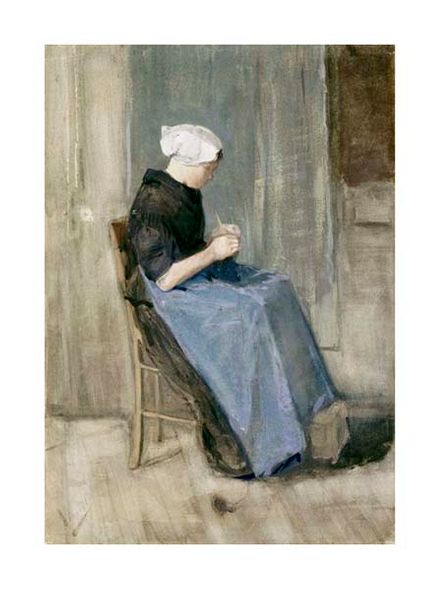 Vincent Van Gogh Fine Art Open Edition Gicl&eacute;e:"A Young Scheveningen Woman Knitting"