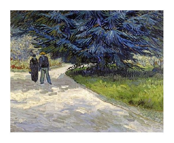 Vincent Van Gogh Fine Art Open Edition Gicl&eacute;e:"Public Garden with Couple and Blue Fir Tree"