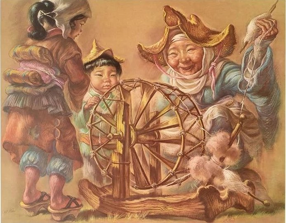 Virginia Dan Limited Edition Lithograph Print: "Spinning Wheel"
