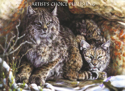 VIVI CRANDALL 18X24 Secondary Market Art: "TUNNEL OF LOVE BOBCATS"