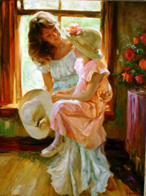 Vladimir Volegov Limited Edition Hand Embellished Giclee on Canvas: "A Midmorning Chat"
