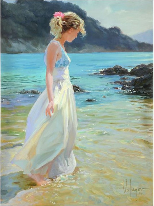 Vladimir Volegov Limited Edition Hand Embellished Giclee on Canvas:"Delicate Amble"