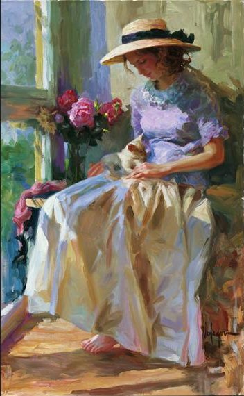 Vladimir Volegov 25x40  Limited Edition Hand Embellished Giclee on Canvas:"Afternoon Warmth"