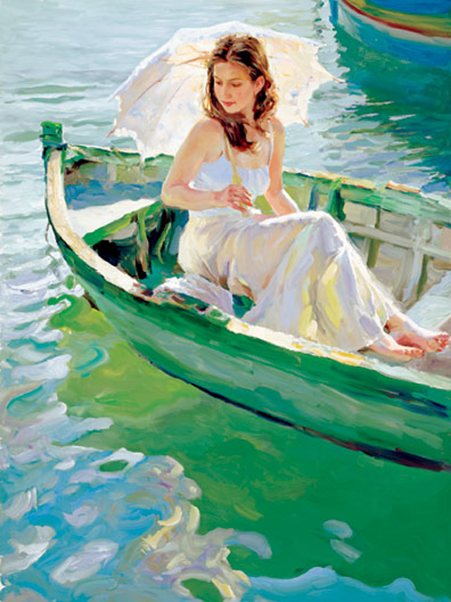 Vladimir Volegov 40x30 Limited Edition Hande Embellished Giclee on Canvas Small: "On the Lake"